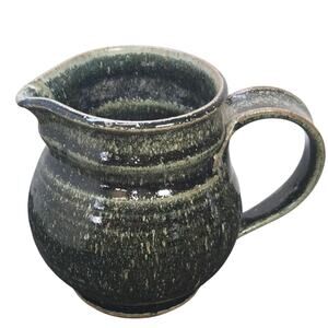 Hand Thrown Studio Pottery Ceramic Drip Glaze Pitcher Spiral Stoneware Signed